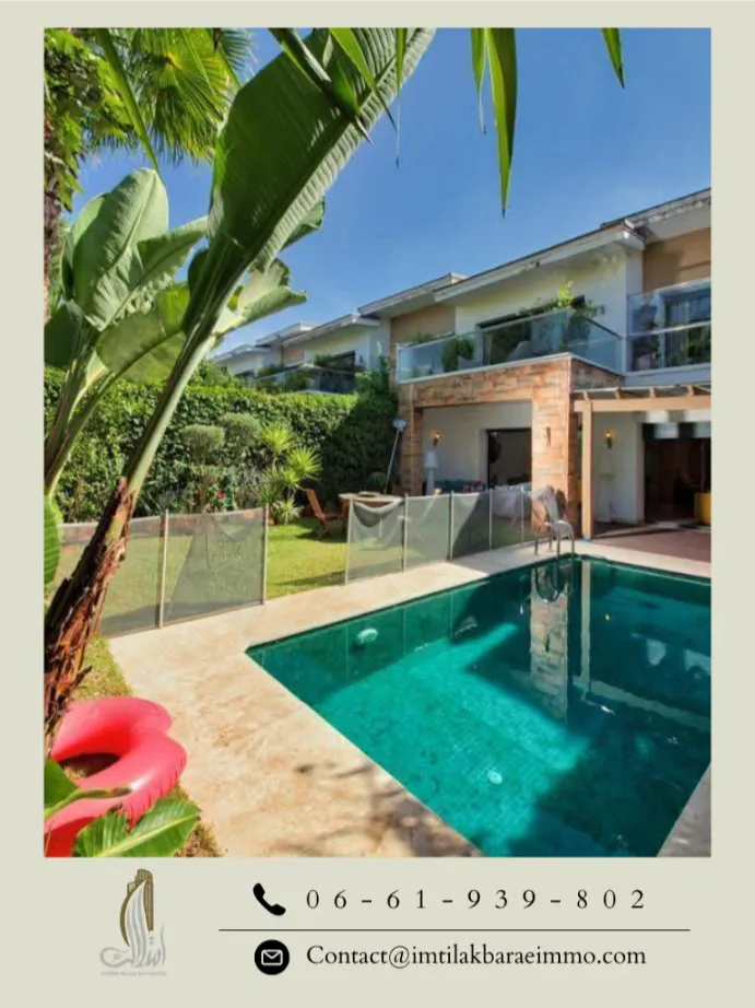 À Vendre : Villa en bande avec piscine – Palmeraie Bouskoura
